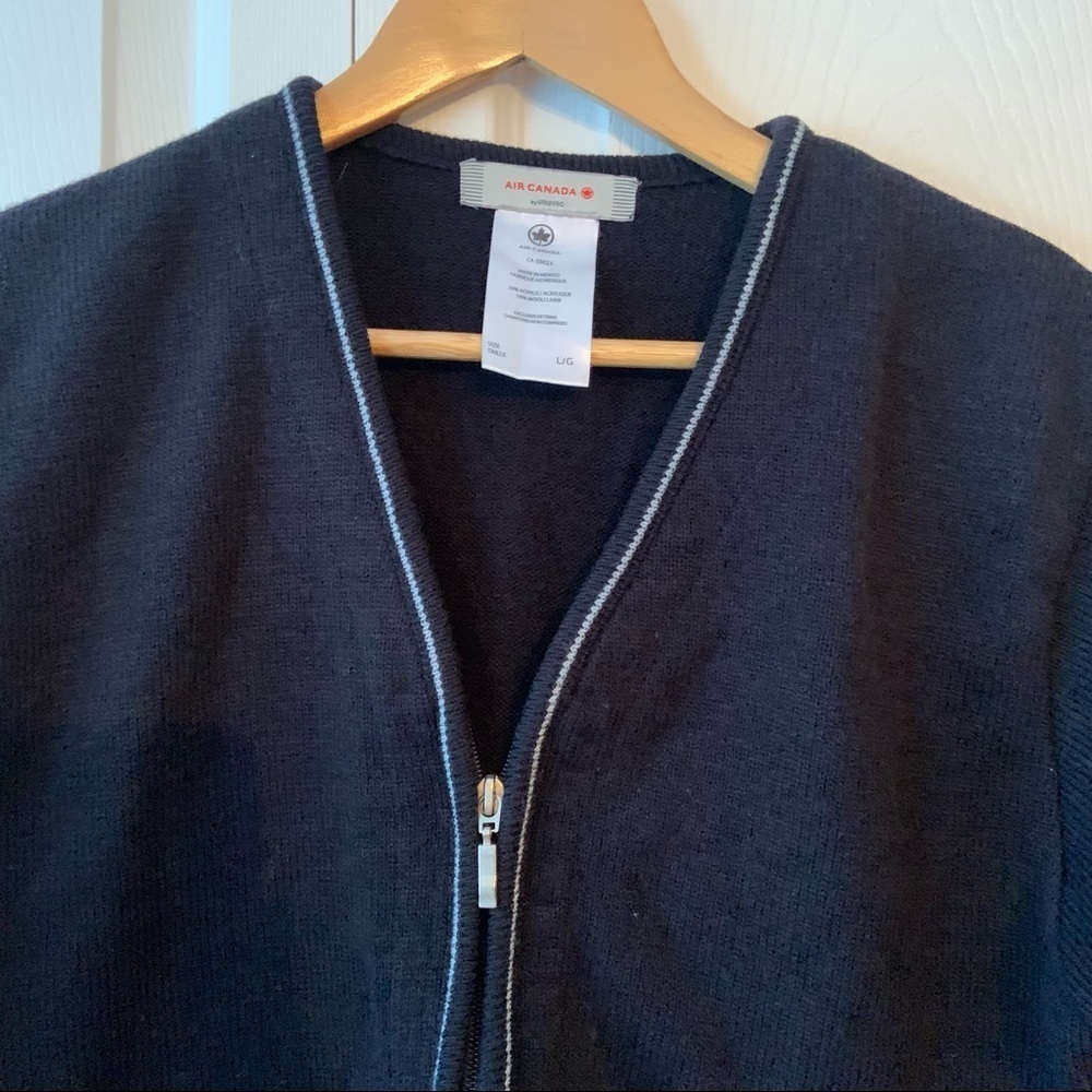 Vintage Air Canada 🇨🇦 navy wool blend cardigan size Large - Picture 3 of 8